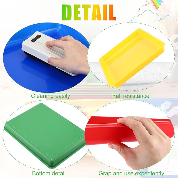 Maitys 15 Pack Plastic Art Trays 12 x 16 Inch Activity Crafts Trays Sensory Tray DIY Projects, Painting, Beads, Jewelry Office Home Organizer Arts and Crafts Supplies(Multicolor) - Image 2
