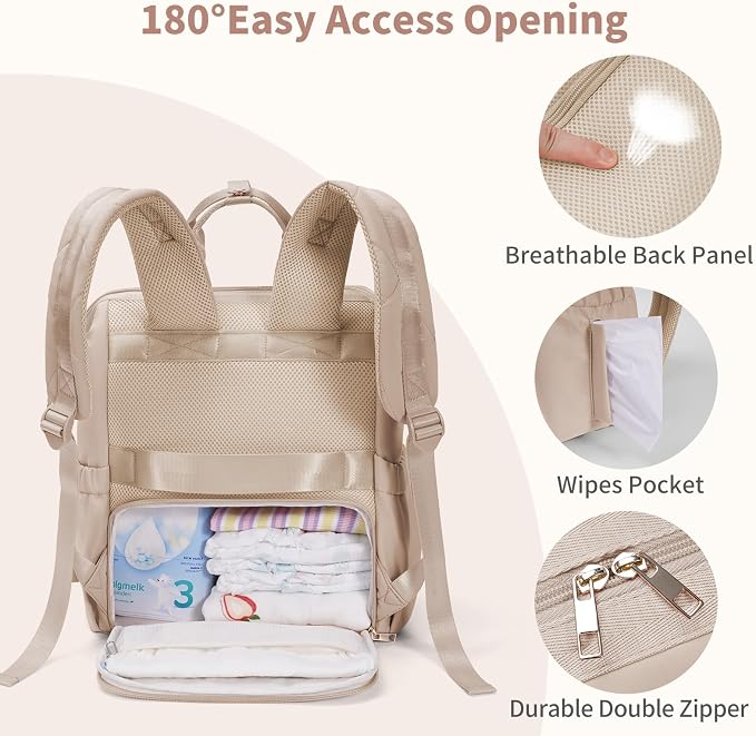 CEI-CEI Diaper Bag Backpack for Mom and Dad, Puffer Baby Bag Backpack with Insulated Pocket, Water-Resistant, Unisex Travel Backpack with Changing Pad & Stroller Straps - Image 5