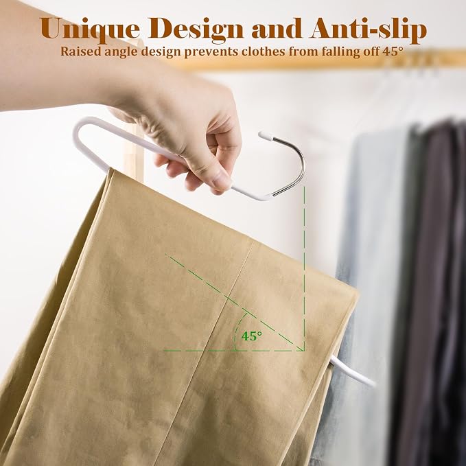 Open Ended Pants Hangers,30-Pack Clothes Hangers Space Saving, Non-Slip Pants Hangers,Black Metal Hangers Design for Jeans,Slacks,Scarf (White) - Image 2