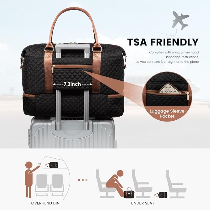 LOVEVOOK Travel Duffle Bag,Weekender Bags for Women with Shoe Compartment，Carry on Overnight Bag with Toiletry Bag,Gym Duffel Bag with Wet Pocket, Hospital Bags for Labor and Delivery - Image 4