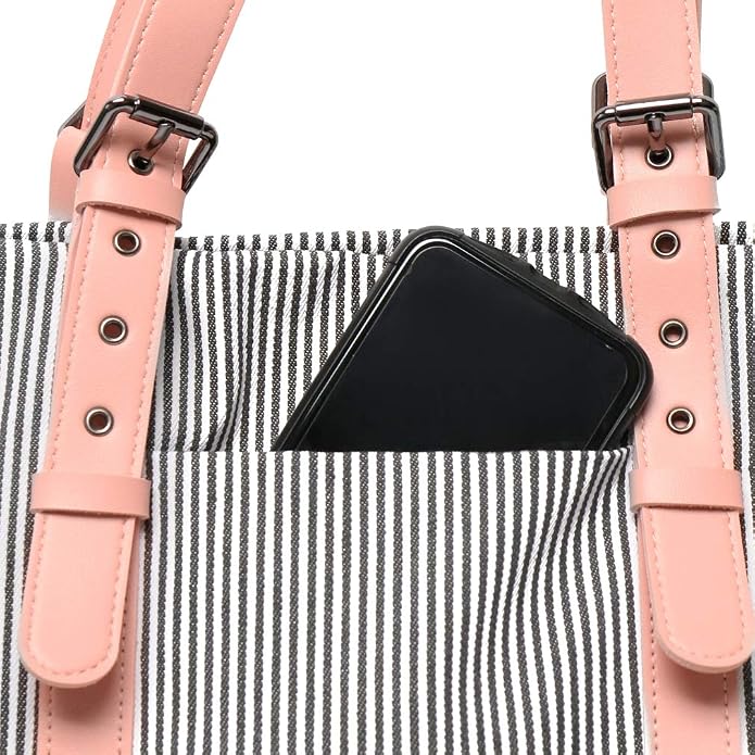 Women's Canvas Shoulder Work Tote Purses Large Top Handle Everyday Bag Diaper Handbag - Image 3