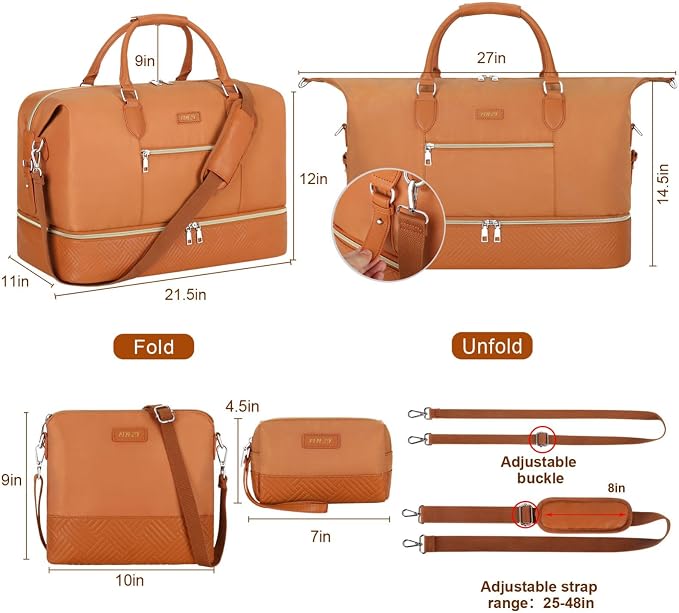 ITIEZY Weekender Bag for Women 21.5" Travel Duffel Large Carry On Bag 3PCS | Nylon Duffel Bag with Waterproof Shoe Compartment, Crossbody Bag and Toiletry Bag, Travel Weekend Hospital Overnight Gym Bag - Image 6