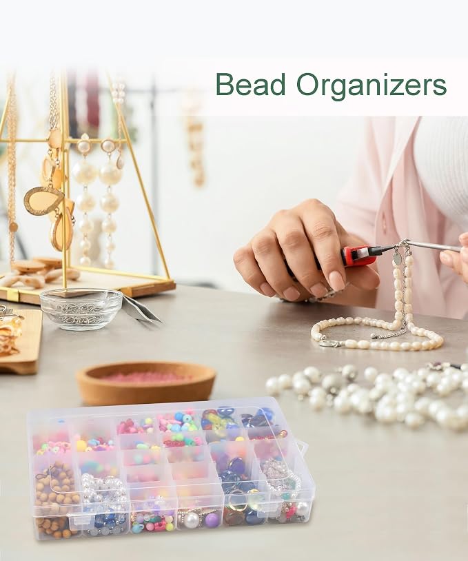 12 Pack 36 Grids Bead Organizer Plastic Organizer Box 3600 Tackle Box | Stackable Clear Boxes, Adjustable Dividers, 36 Compartment Storage Container, for Jewelry, Craft and Small Parts - Image 6