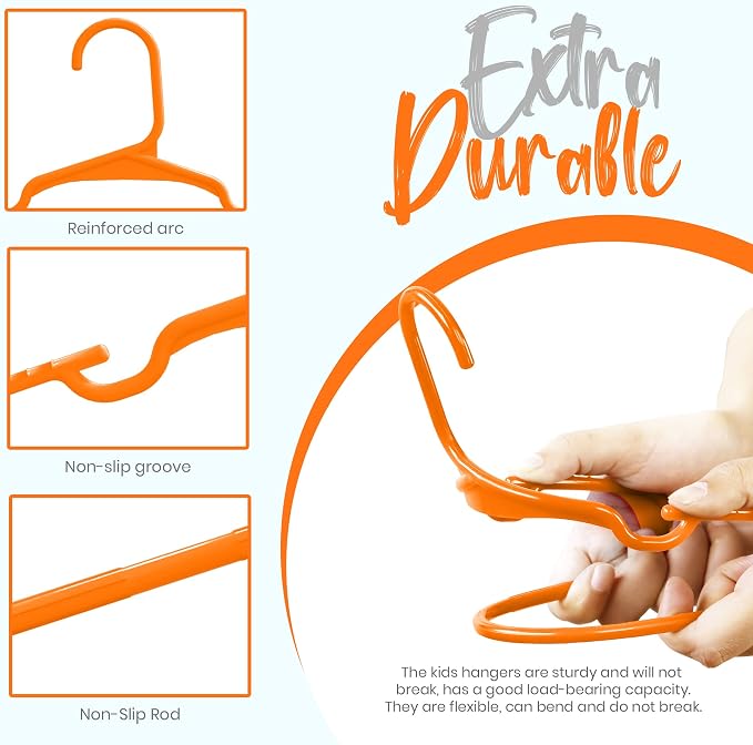 Utopia Home Kids Hangers 40 Pack – 11.5 Inch Baby Closet Hangers Orange | Plastic baby hangers | Fits children's & infant clothes | Gentle on delicate garments - Image 4