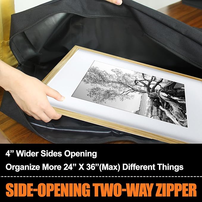 Cupohus 25" x 37" Lightweight Art Portfolio Bag (Edition 2.0) with Outer Pockets and Handle, Student Carry Transport Storage Bag for 24" x 36" Artworks - Image 2
