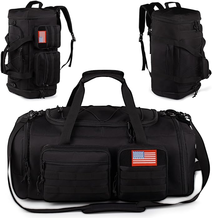 Tactical Gym Bag for Men,70L Large 3-in-1 Sports Duffle Bag for Travel Gym | Water Resistant ,Adjustable Shoulder Strap,MOLLE Weekender Overnight Bag with Shoes Compartment,Gym Backpack for Gym,Travel by ATRIPACK