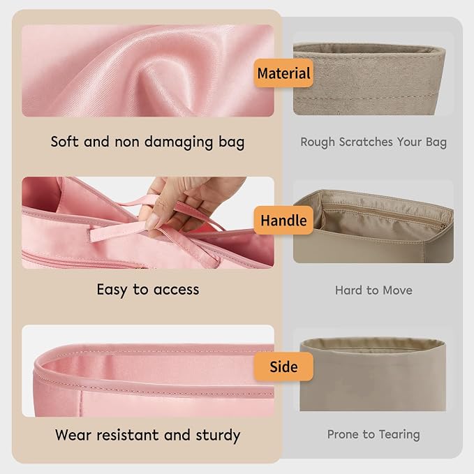 GIVLEFLY Purse Organizer Insert for Tote Bag, 11.81 Inch Satin Bag Organizer, Multi Pocket Handbag Organizer for Everyday Totes - Image 6