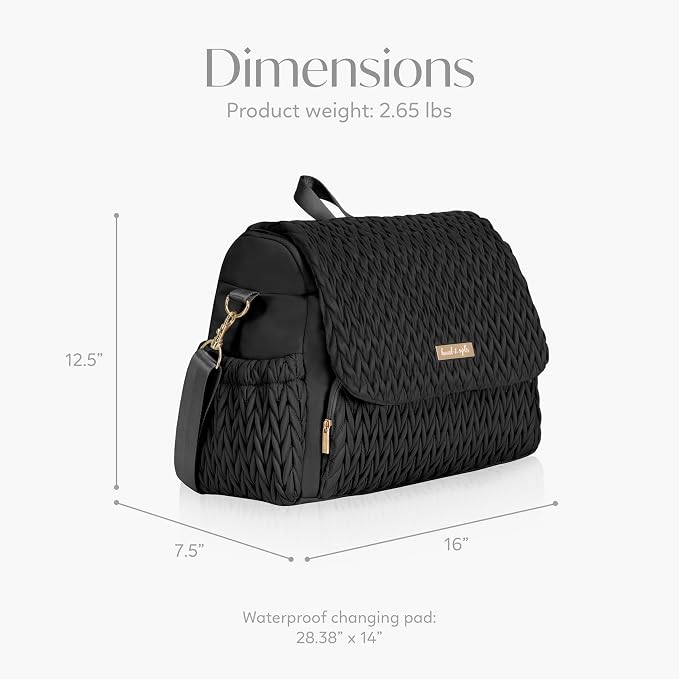 Hannah & Sophia Belle Convertible Baby Diaper Backpack & Bag in Black, Large Size, Dual Sided Water Resistant Changing Mat Included, Detachable Shoulder Straps, Easy To Use | Waterproof Changing Pad, Spacious, Multiple Pockets & Insulated Bottle Holder... - Image 3