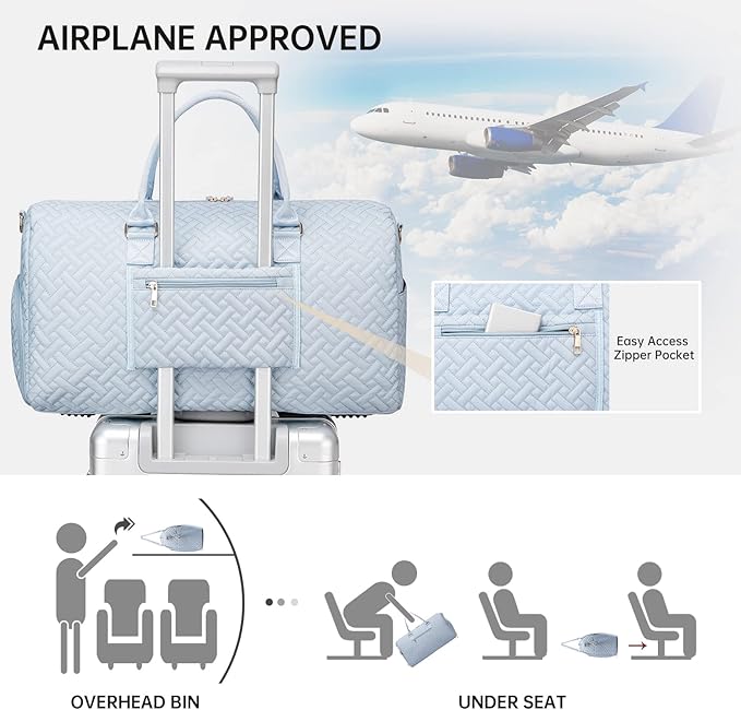 Duffle Bag for Travel, Weekender Bag with Shoe Compartment, Carry On Overnight Bag for Women with Toiletry Bag, Gym Bag with Wet Pocket, Hospital Bags for Labor and Delivery Beige - Image 2