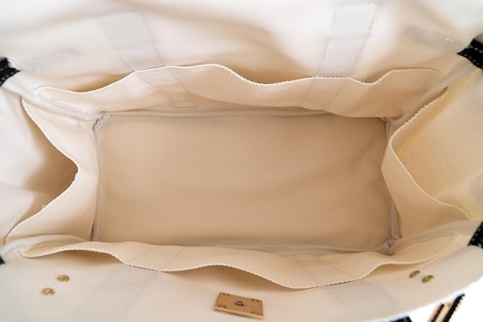 Canvas Tote, 8 Pockets, Distressed Finish, Structured Silhouette(Cream/Beige) - Image 7