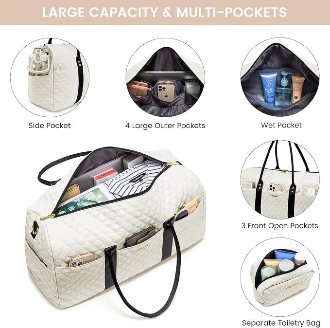 LOVEVOOK Travel Duffle Bag,Carry on Overnight Bag with Shoe Compartment,Weekender Bags for Women with Toiletry Bag,Gym Duffel Bag with Wet Pocket,Hospital Bags for Labor and Delivery - Image 3