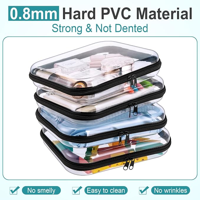 Sanwuta 6 Clear Hard Zipper Case,Black,9.84 X 7.87 X 2 Inch | Pencil Case Pouches ,Makeup Bag,Plastic Toiletry Diaper Bag ,Travel Toy Storage,Waterproof Organizer Bins - Image 4