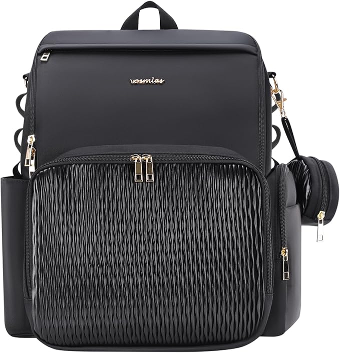 Stylish Baby Diaper Bag, Baby Bag with Changing Pad, Pacifier Case& Stroller Straps, Large Diaper Backpack Boy Girl, Water Resistant Travel Diaper Backpack for Mom Dad by Unknown