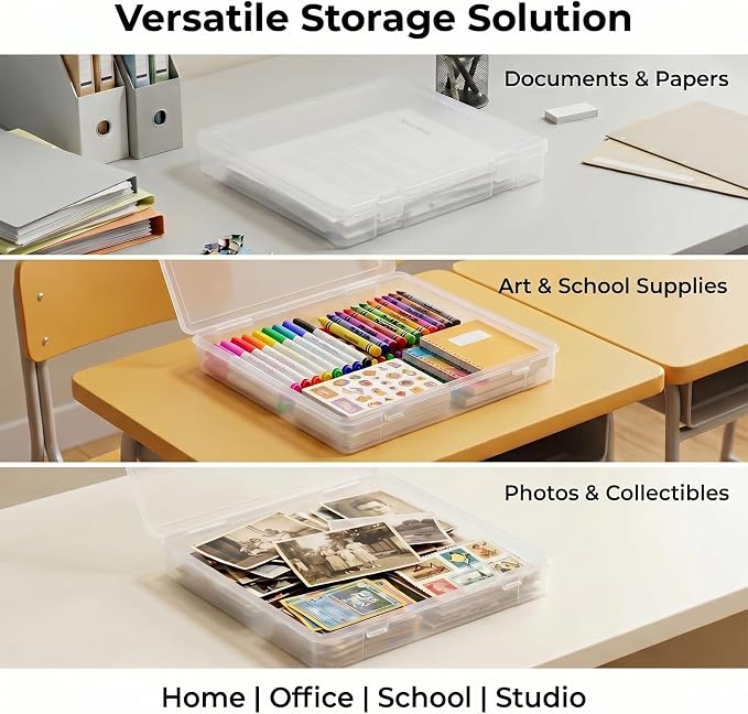 Scrapbook Paper Storage 12x12 Inch, 6 Pack Scrapbook Organizer with Secure Latch, Clear Stackable Plastic Paper Storage Box for File, Photo, Craft, Puzzle, Office Supply, Vinyl Sheet - Image 7