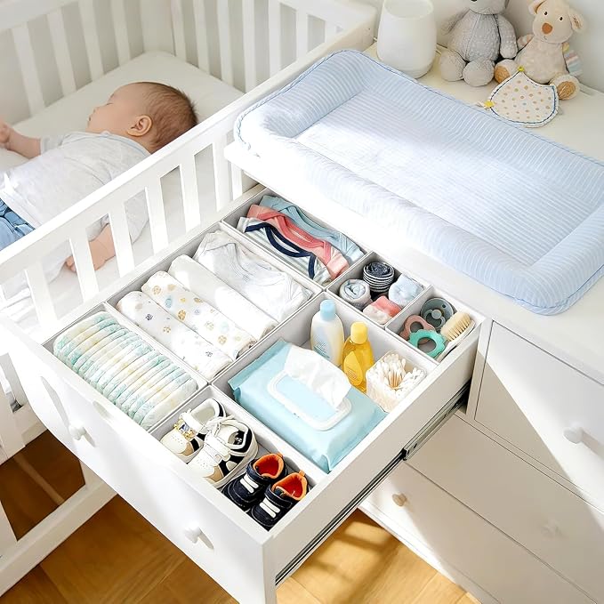 DIMJ Drawer Organizer Clothes- 26 Pack Baby Dresser Organizer for Nursery, Small Fabric Closet Drawer Organizer Bins for Underwears Socks, Foldable Storage Dividers Organization for Bedroom - Image 3
