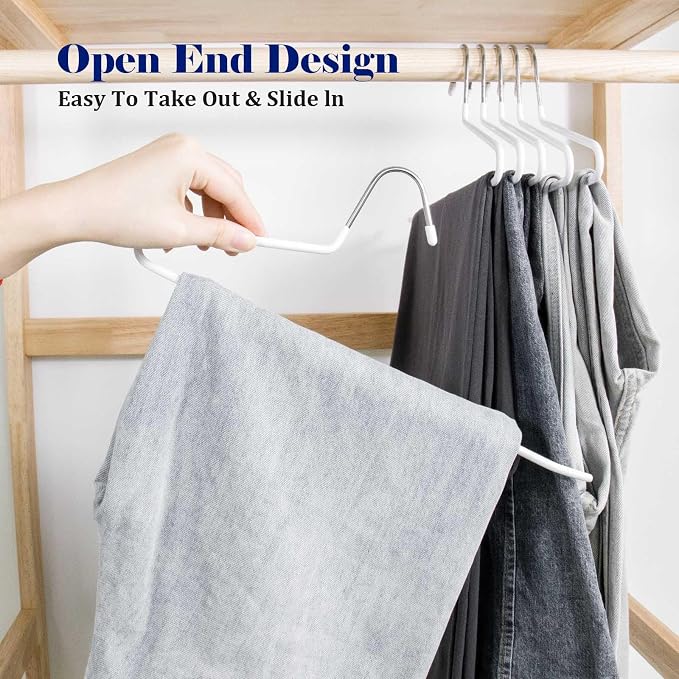 20 Pack Open Ended Pants Hangers with Non Slip Design,Suitable for Trousers,Jeans,Towels for Closet Space Saving,Durable Metal Material with Rubber Coating (White) - Image 5