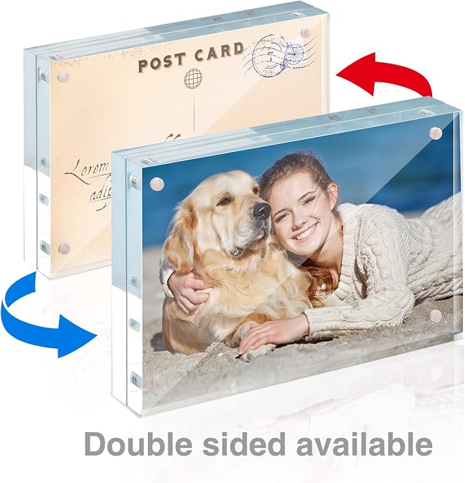 4x6 Acrylic Frame 5 Pack,24MM Thicker Frameless Clear Picture Frames | Freestanding Double Sided Magnetic Picture Frame,Acrylic Picture Frames for Desktop Display with Microfiber Cloth,Gift Ideal - Image 3