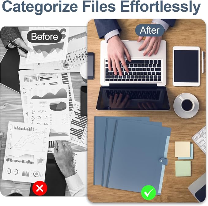 20Pack Accordion File Organizer Expanding File Folder with 8 Pockets, Bulk Letter Size Portable Paper Document Organizer for Office Home Business Supplies, Blue - Image 6