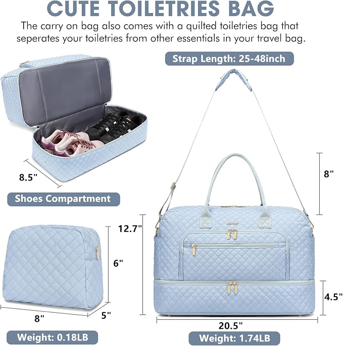 Travel Duffle Bag Weekender for Women - Carry-On Overnight Bag Personal Item Bag with Shoe Compartment & Wet Pocket Large Weekend Tote Bags with Toiletry Bag Hospital Bags for Labor and Delivery - Image 2