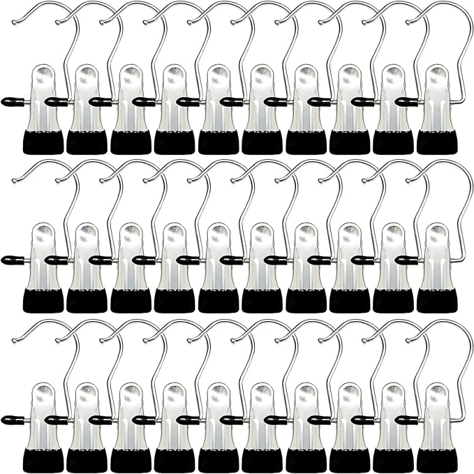 Boot Hangers for Closet, 100 Pack Hanging Clips Hook Clothes Pins for Laundry, Hanger Clips Towel Clips Boot Organizer for Home and Travel, Clothespins Clip Hangers for Pants Hats Socks Gloves by Sylroal