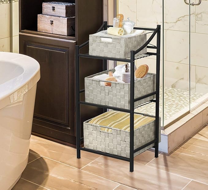 Sorbus Storage Baskets for Organizing (Set of 7), Mesh Hand-Woven Design, Linen Closet Organizers and Storage, Organizer Storage Baskets for Shelves, Variety Pack Organizers and Storage (Beige) - Image 3
