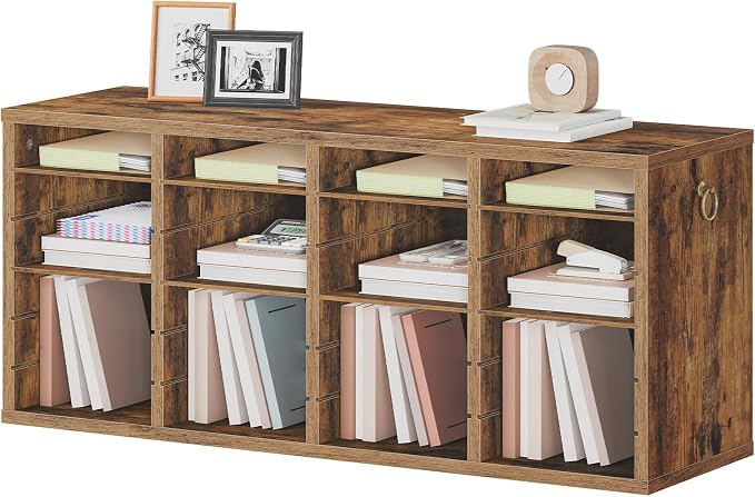 HOOBRO Literature Organizers, 24 Compartments Office Mailbox with Adjustable Shelves, Wood Countertop Literature Sorter for Office, Home, Classroom, Mailrooms Organization Rustic Brown FG64WF01 - Image 9