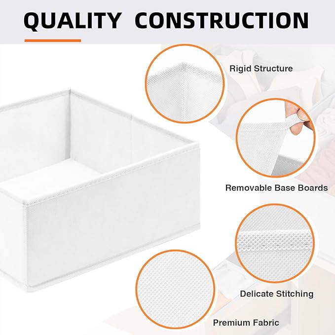 【FAMILY PACK】Drawer Organizer Clothes, 20 Pack Dresser Organizer Bins for Baby Clothes - Underwear Bra Sock Organizer - Fabric Closet Organization and Storage Dividers for Nursery Bedroom Dorm - Image 5