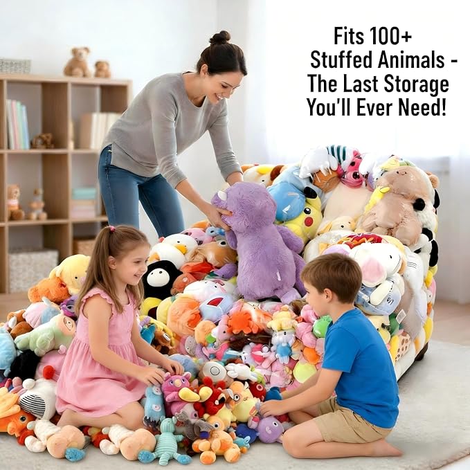Clear Stuffed Animal Storage Bean Bag Chair Cover - Extra Large 150L, Waterproof & Easy-Clean Toy Organizer with Plastic Window,forNursery, Bedroom, Playroom (Cover Only, No Filler) (Extra large size) - Image 5