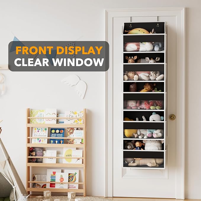 SpaceAid 2 Pack Over The Door Organizer with 5 Large Pockets and 10 Mesh Side Pockets, 5 Layers Door Organizer Hanging with Clear Window for Bedroom, Bathroom, Pantry and Nursery, Black - Image 5
