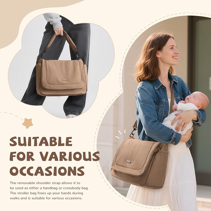 14L Puffer Diaper Bag Tote, Large Capacity Travel Diaper bags, Crossbody Hospital Bag for mom - Image 8