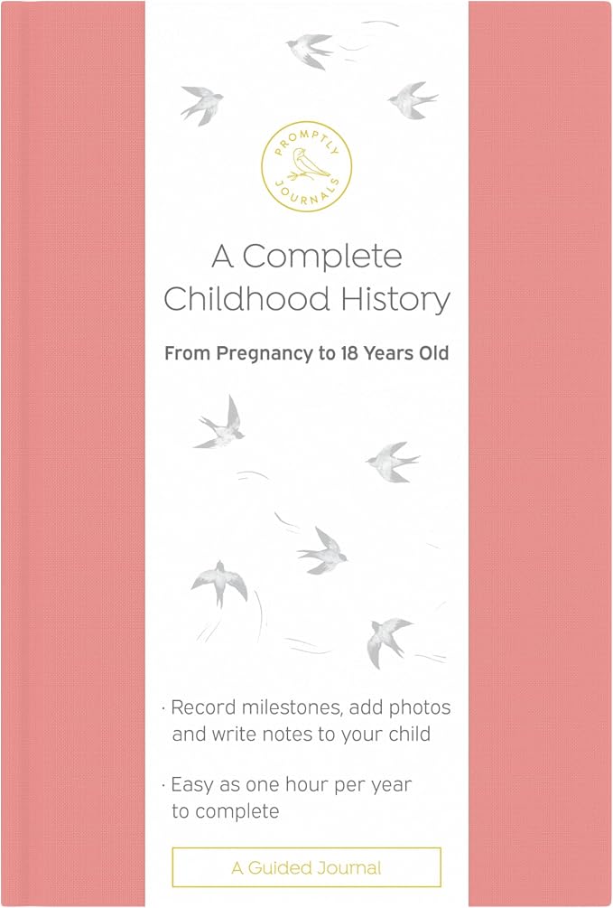 A Complete Childhood History: From Pregnancy to 18 Years Old (Dusty Rose, Pink, Linen) | Baby Book and Pregnancy Journal | Baby Memory Book by PromptlyJournals