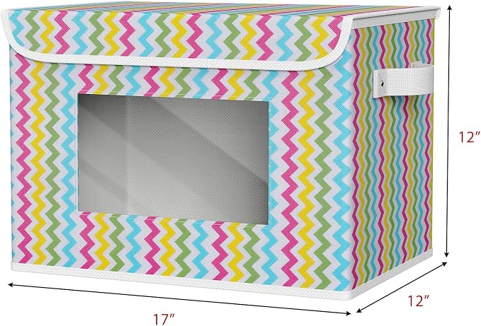Univivi Fabric Foldable Storage Boxes with Lids, 4 Pack, Colorful | 17 x 12 x 12 In Large Stackable Storage Bins with Lids, Closet Organizers and Storage Cube Basket for Home, Office, Bedroom - Image 2