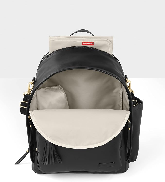 Skip Hop Diaper Bag Backpack: Greenwich Multi-Function Baby Travel Bag with Changing Pad and Stroller Straps, Vegan Leather, Black - Image 13