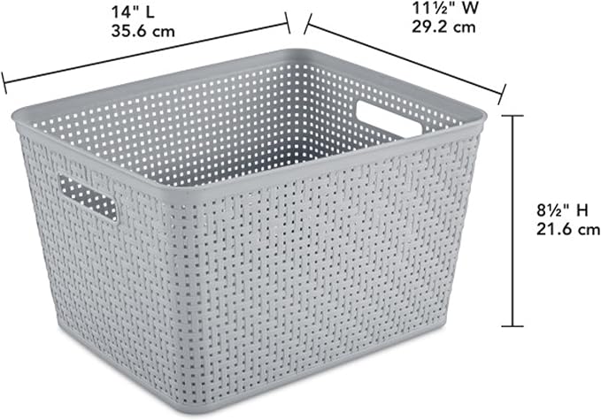 Sterilite Tall Basket, Woven Plastic Storage Organizer Bin, Cement, 6-Pack | Decorative Open Top Storage Bins with Handles for Bedroom, Bathroom, Dorm, Closet, Office and Shelf Organization - Image 3