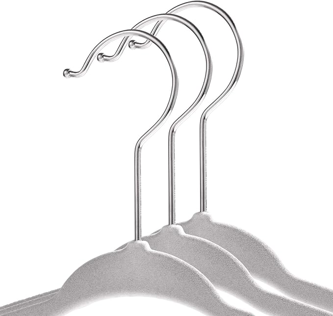 Casafield 50 Velvet Baby Hangers - 11" Size for Infant & Toddler Clothes - Gray - Image 2