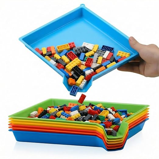 Reallnaive 6 Pcs Plastic Art Sorting Funnel Trays Quick Sorting Activity Serving Tray Stackable Craft Organizer for Classroom Beads Organizing Home Back to School DIY Project (Bright Color) by Reallnaive