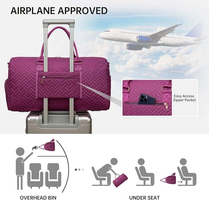 Duffle Bag for Travel, Weekender Bag with Shoe Compartment, Carry On Overnight Bag for Women with Toiletry Bag, Gym Bag with Wet Pocket, Hospital Bags for Labor and Delivery Beige - Image 3