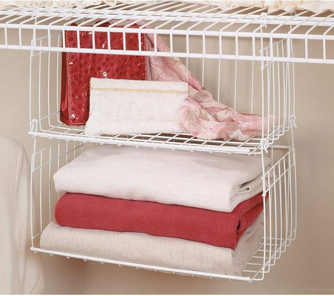 ClosetMaid 17 Inch Wide Hanging Basket Wire Shelving Accessory for Closet Shelves, Pantry Organizer, Kitchen, and Bathroom Storage, 2 Pack, White - Image 5