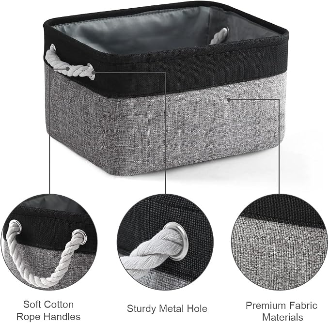 Storage Basket for Organizing - 1 Pack 14x10x6.7 inch Collapsible Storage Bins for Shelves, Dog Toy Bin for Closet Organizer laundry Gift Cloth Nursery (Grey & Black) - Image 6