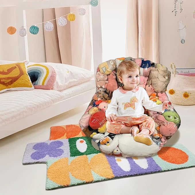 Bean Bag Stuffed Animal Storage Waterproof PVC Clear Bean Bag with Zipper Stuffable for Kids Toddler Armchair for Organizing Kids Rooms Stuffed Animal Storage Toy Bags Bath Toy - Image 2