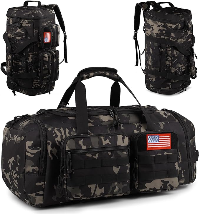 Tactical Gym Bag for Men,50L Large 3-in-1 Sports Duffle Bag for Travel Gym | Water Resistant ,Adjustable Shoulder Strap,MOLLE Weekender Overnight Bag with Shoes Compartment,Gym Backpack for Gym,Travel by ATRIPACK