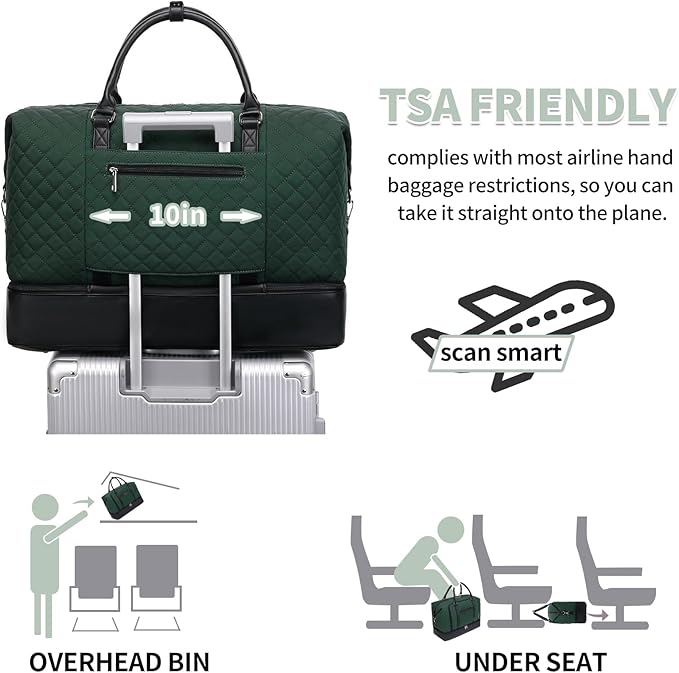 Weekender Bag, Large Travel Duffel Bag for Women, Carry on Overnight Bag with Shoe Compartment and Toiletry Bags - Image 5