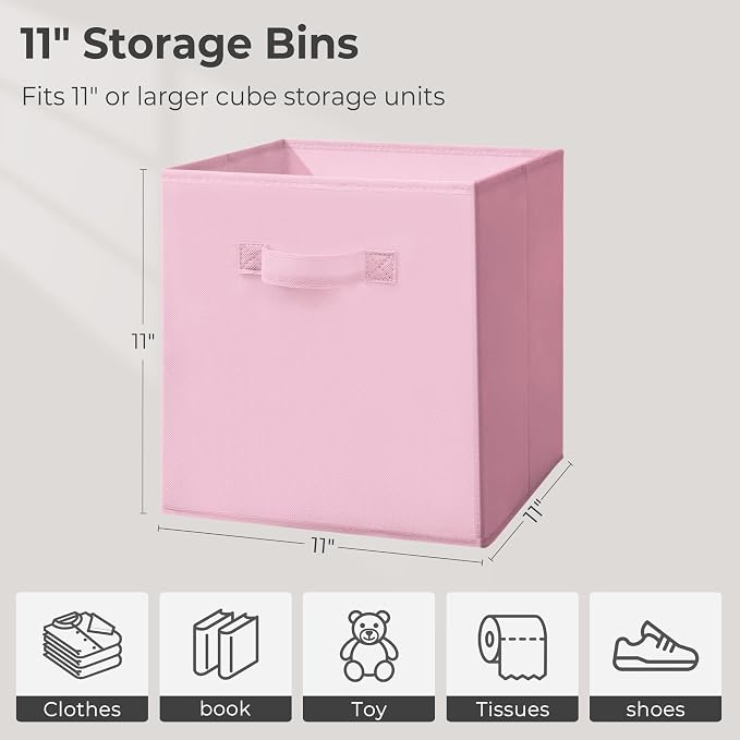 Storage Bins, 11 Inch Fabric Storage Cubes, Collapsible Cube Storage Box, Fabric Closet Organizers with Handle for Office, Closets, Bedroom, Living Room, Multi-Color, 30 Set, 3 Color - Image 2