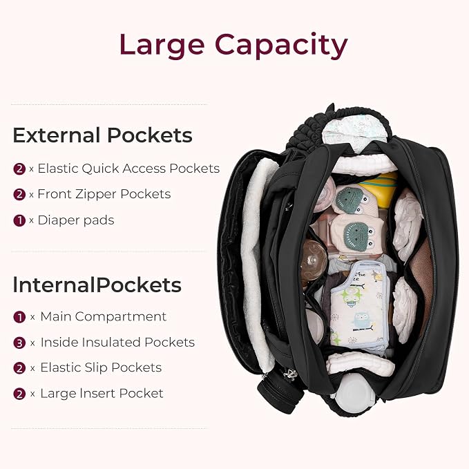 Telena Tote Diaper Bags, Travel Crossbody Large Capacity Hospital Bag for Women Labor Delivery with Pacifier Case - Image 4