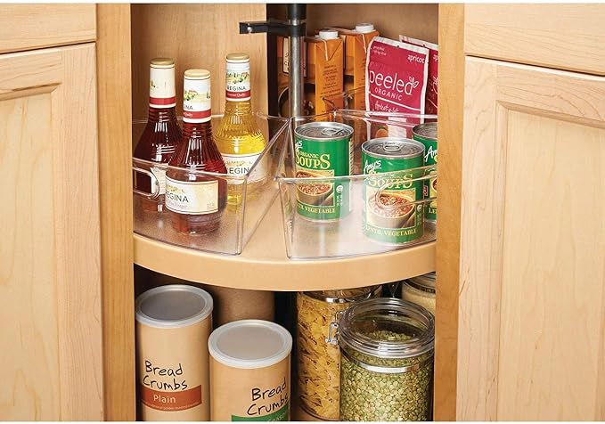 Oubonun Lazy Susan Cabinet Organizer Bins for Kitchen 6 Pack, 1/8 Wedge | For 26 4" Deep Wedge Bins with Handles and Matte Non-Slip Bottoms, Pantry Items Organized, Food Safe BAP-Free Plastic - Image 5