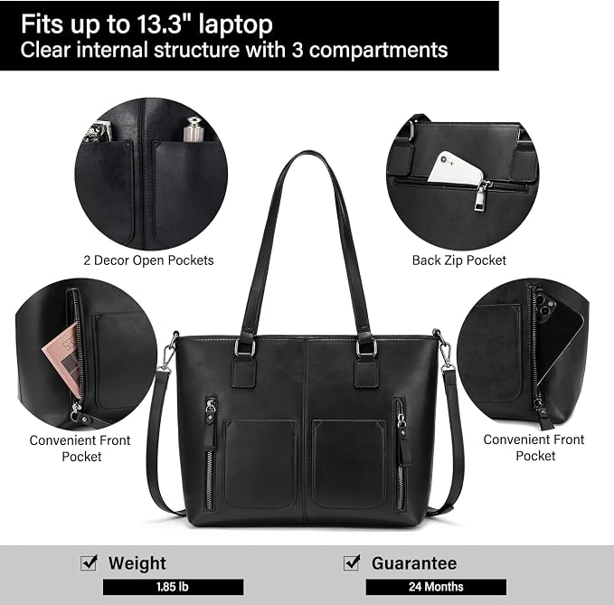 LOVEVOOK Purses Tote Bag for Women, Retro Large Shoulder Handbag, Leather Work Bag with Multi-Pockets, Gifts for Teacher, Mom - Image 6