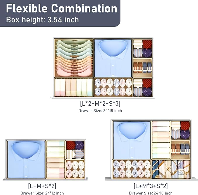 DIMJ Drawer Organizer Clothes Storage - 21 Pack Baby Dresser Organizer for Nursery Closet Organization, Fabric Drawer Organizer Bins for Underwears Socks Bras, Foldable Storage Dividers for Bedroom - Image 4