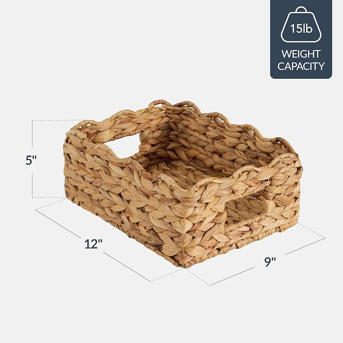 Best Choice Products 9x12 Scalloped Shelf Baskets, Woven Storage Bins, Storage Organizers for Pantry, Living Room, Bedroom, Nursery & Laundry, 4 Pack - Natural - Image 2