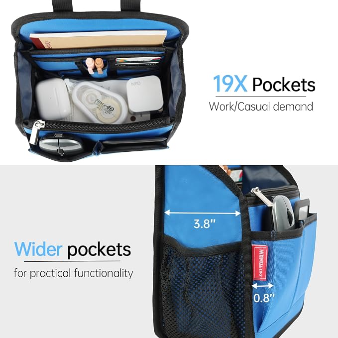 Mini Premium Rugged Backpack Purse Organizer Insert for Women Fashion Small Backpack-19 Pockets,Padded Water-repellent Nylon-Blue - Image 3