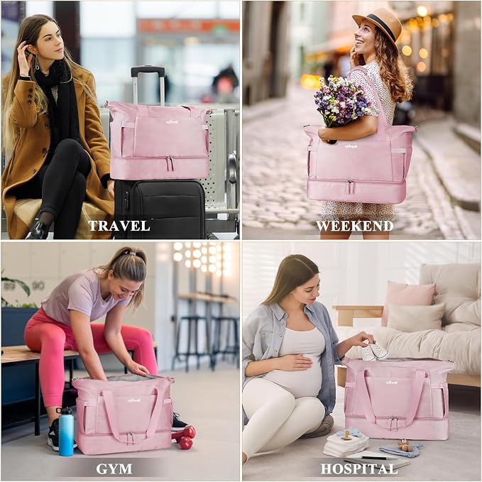 Gym Bag for Women, Personal Item Travel Bag with Shoes Compartment for Trip | Weekender Overnight Duffel Bag with Wet Pocket, Hospital Bag for Women Labor Delivery, Carry On Bag for Travel, Gym, Weekend - Image 5